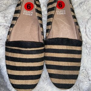 Eileen Fisher Striped Canvas Slip On Flats 6